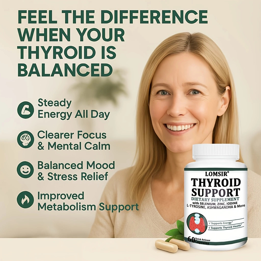 Thyroid Support for Women & Men – Selenium 300mcg Iodine 500mcg – 60 Capsules