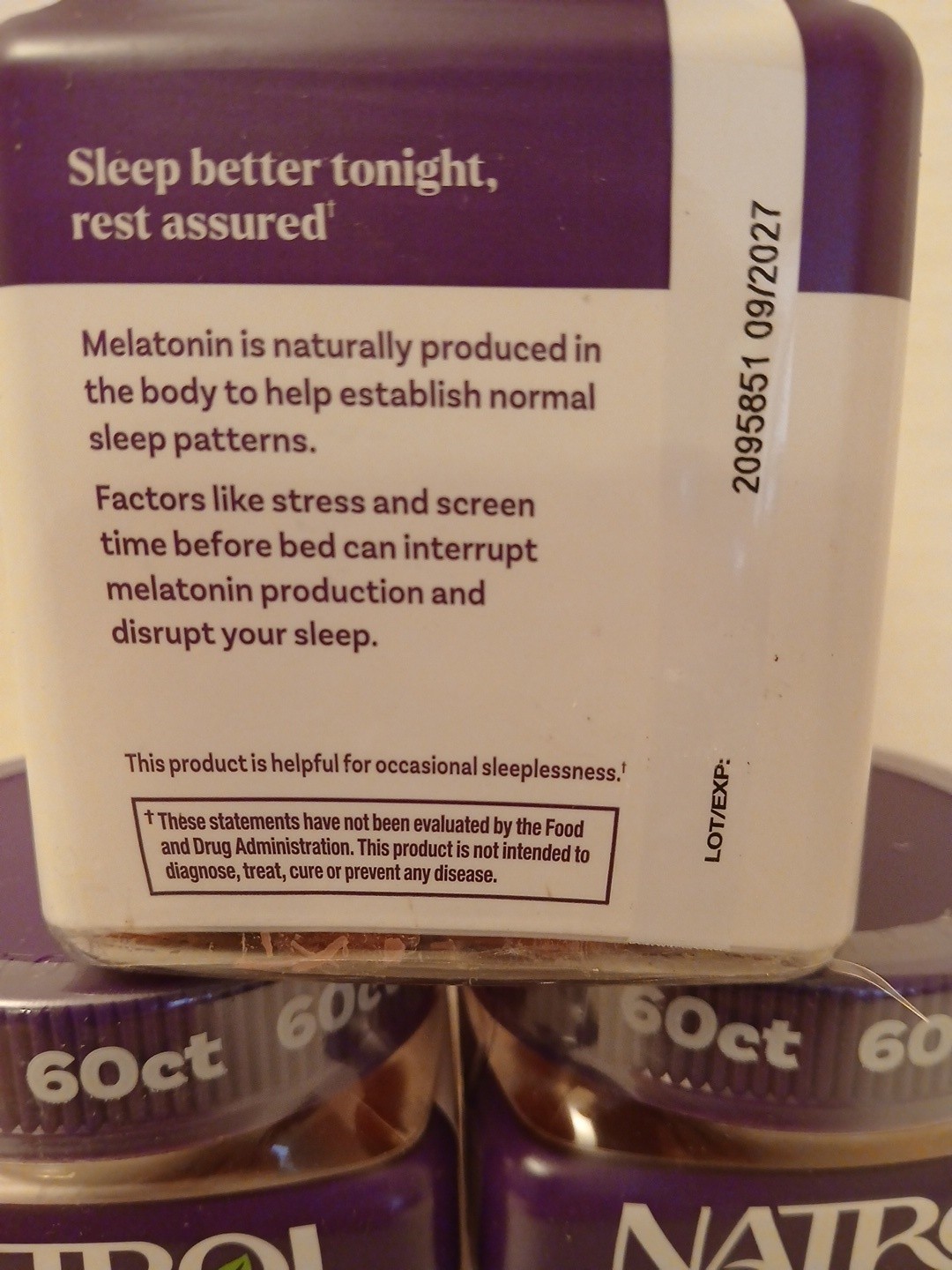 THREE Natrol Melatonin 5 mg Gummies Sleep Support 60 Each Total 180 Exp: 9/2027
