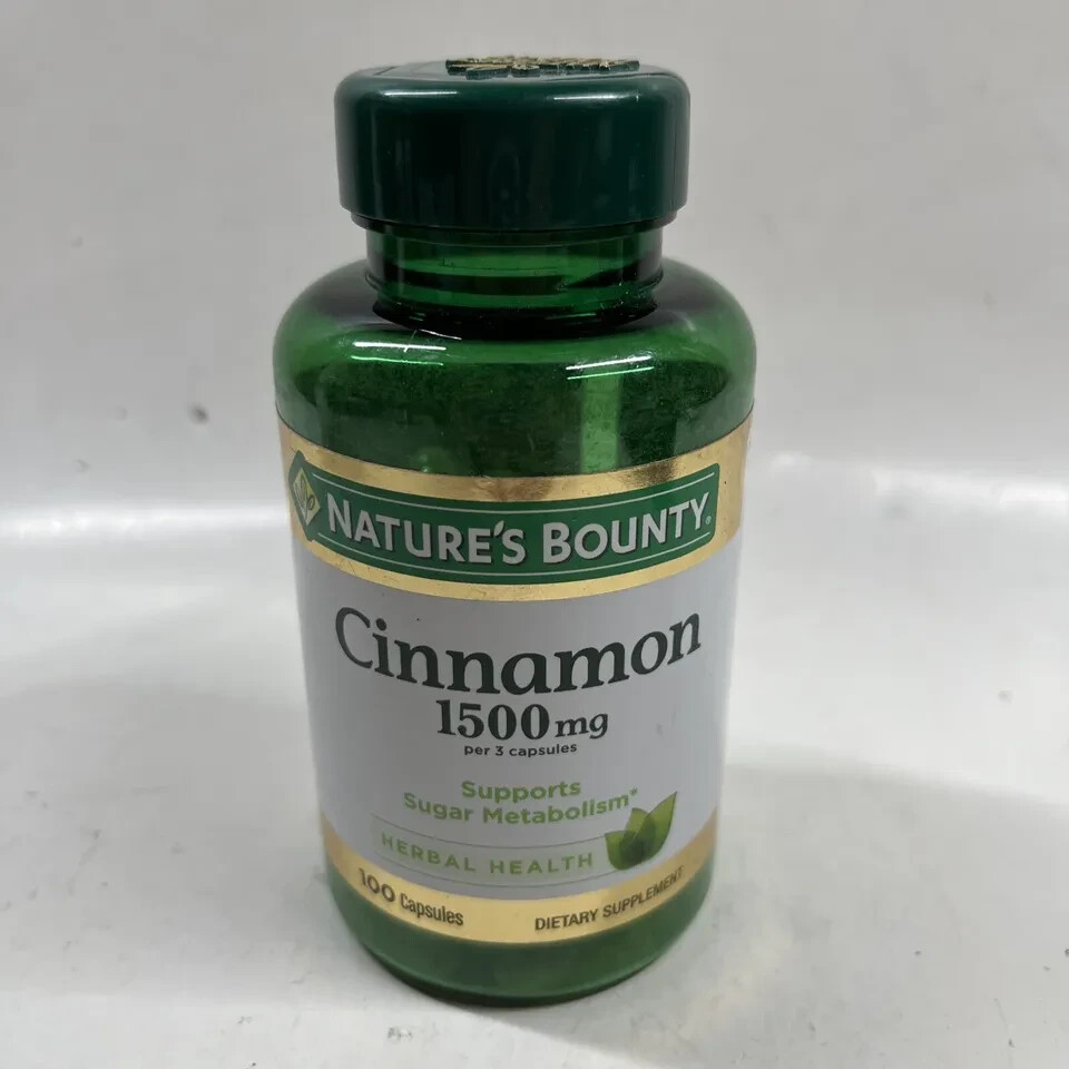 NEW Nature’s Bounty Cinnamon 1500mg Sugar Metabolism, 100 Capsules exp 10/2025
