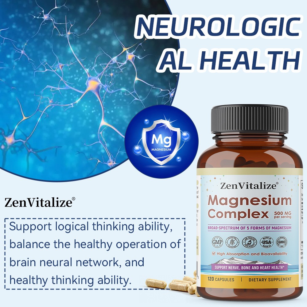 Magnesium Complex 1000mg, 5 Elemental Magnesium, Gluten Free 30/60/120 Capsules