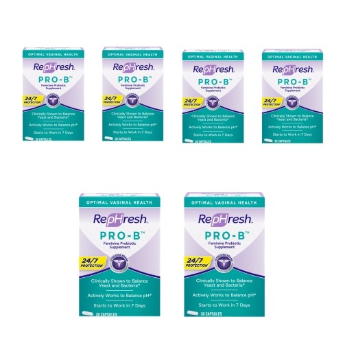 6 Pack Rephresh Pro B Probiotic Feminine Supplement 30 Capsules 1 Per Day