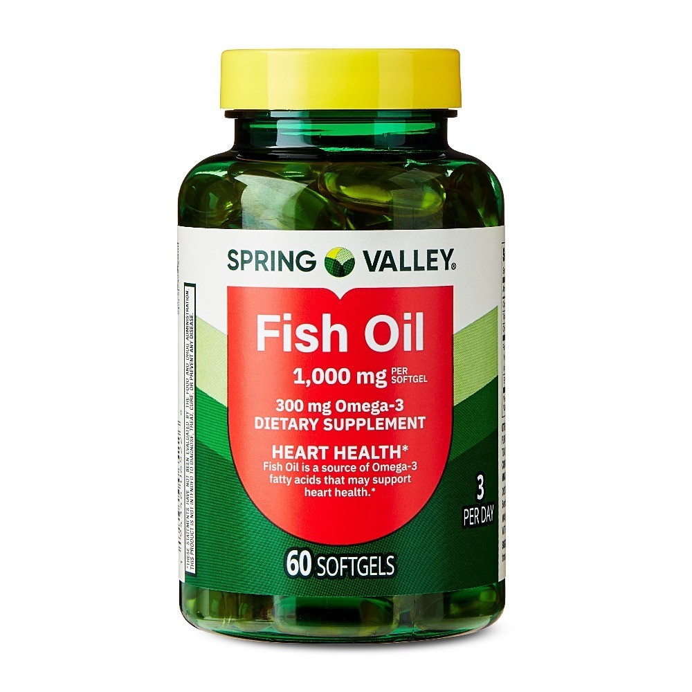 Fish Oil Omega-3 Softgels for Heart Health, 1000 mg, 60 Count