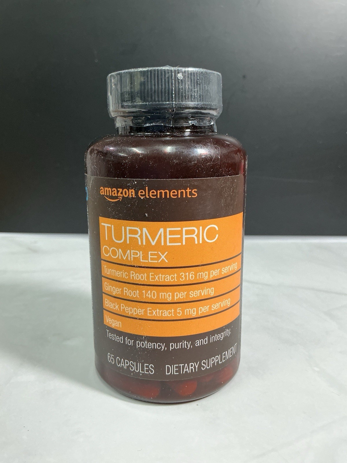 Amazon Elements Turmeric Complex Ginger Black Pepper 65 Capsules Exp 05/2026