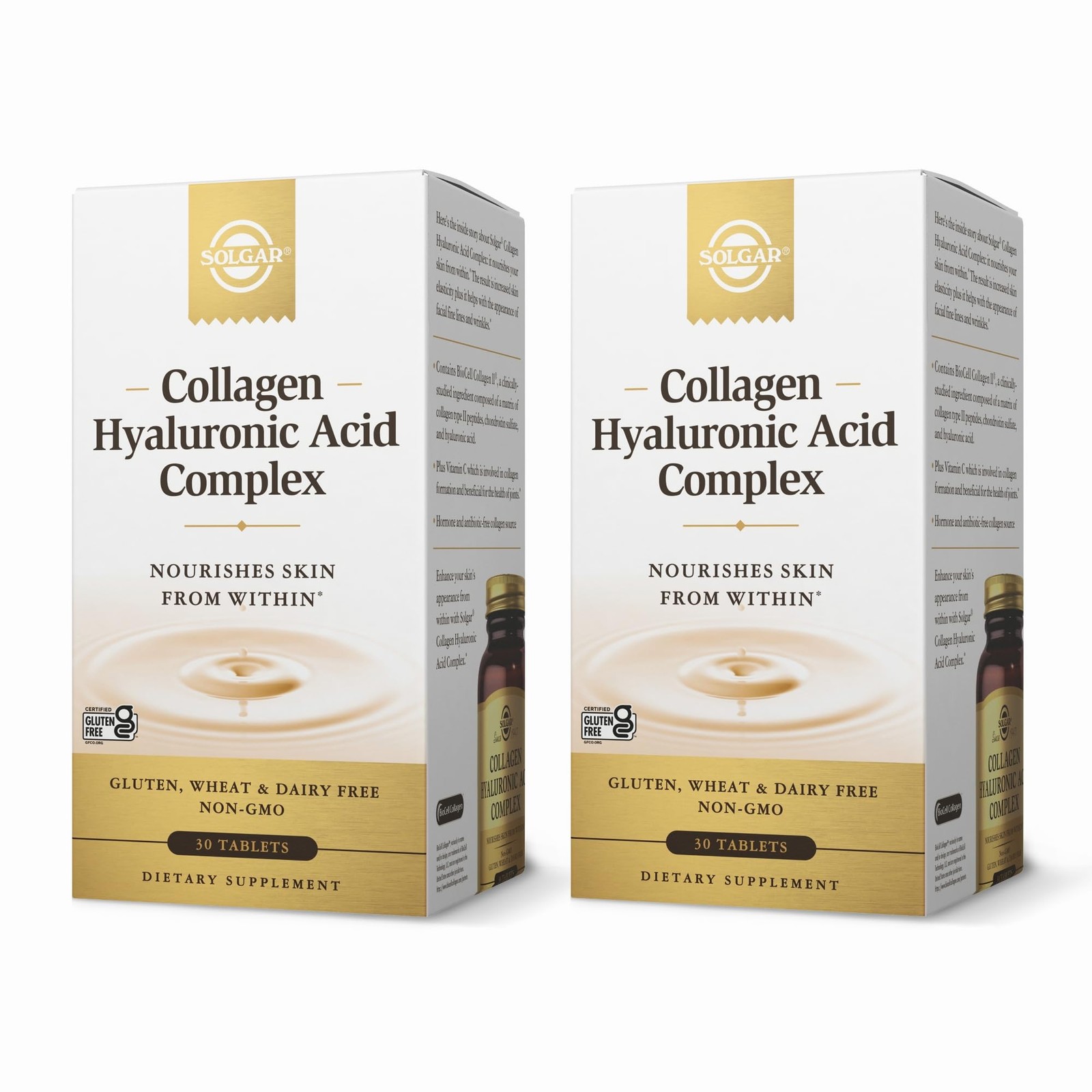 Solgar Collagen Hyaluronic Acid Complex – 30 Tablets, 30 Count (Pack of 2)
