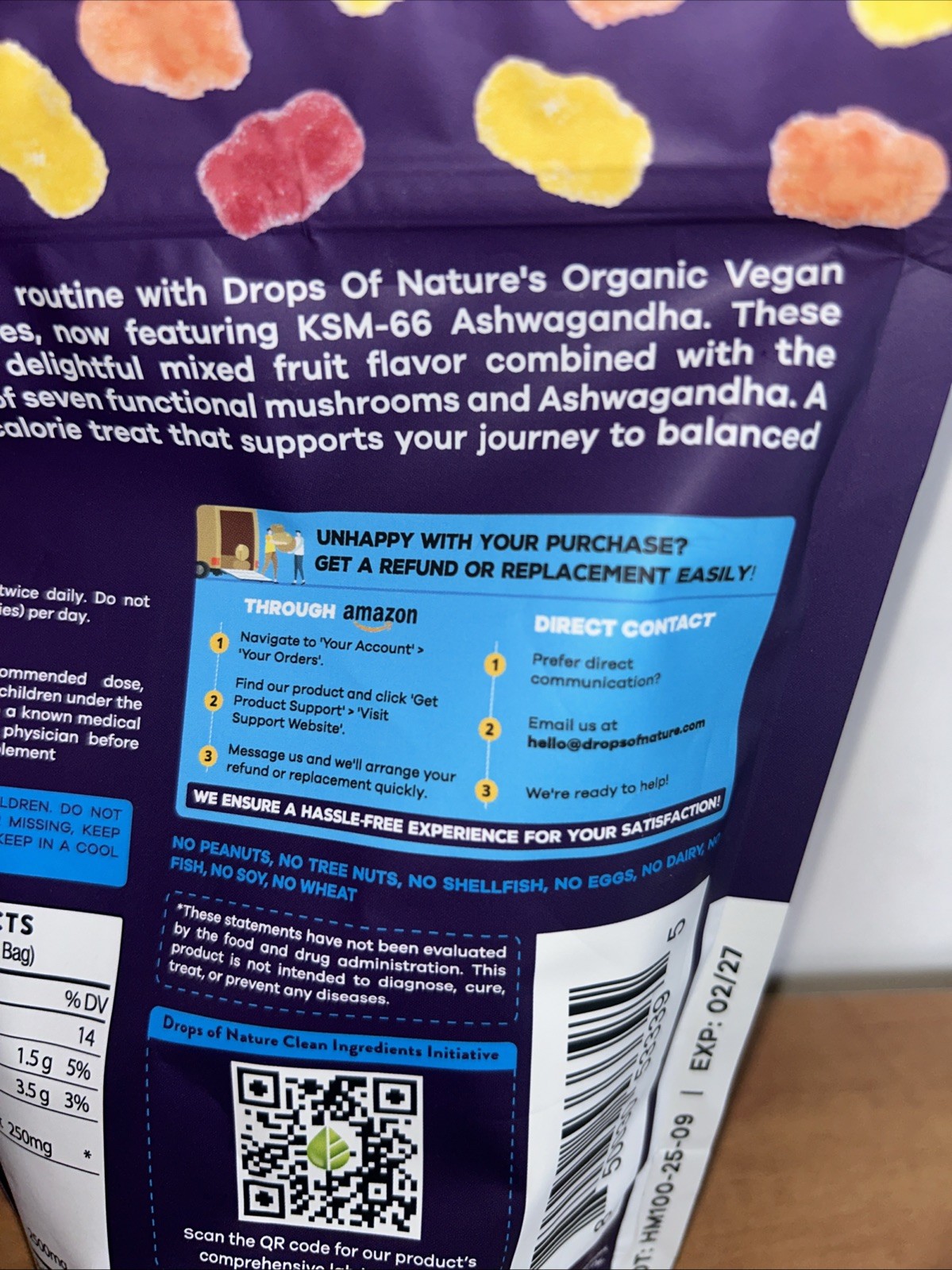 Drops of Nature Mushroom Gummies – Ashwagandha, Lion’s Mane – 80ct