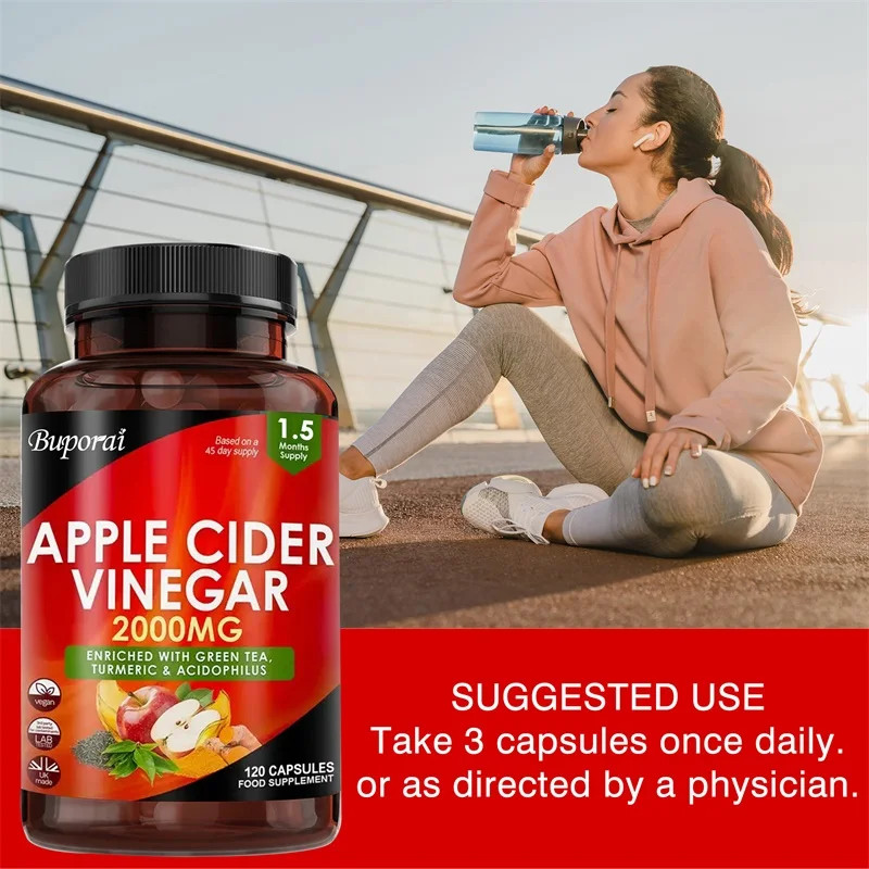 Apple Cider Vinegar 120pcs, Detox Cleanse, Weight Management, Intestinal Health