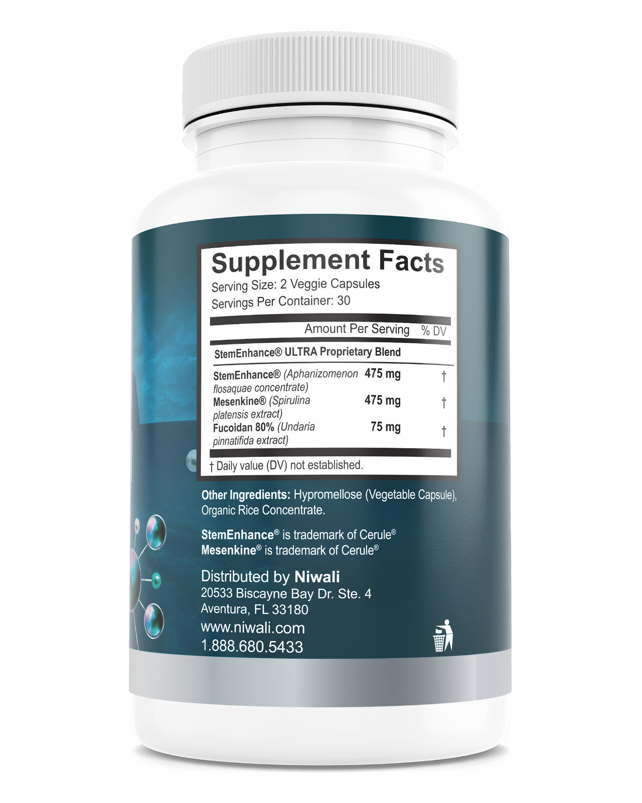 Niwali Stem Cell Renew 60 Veggie Capsules | Brain & Cellular Health Support new