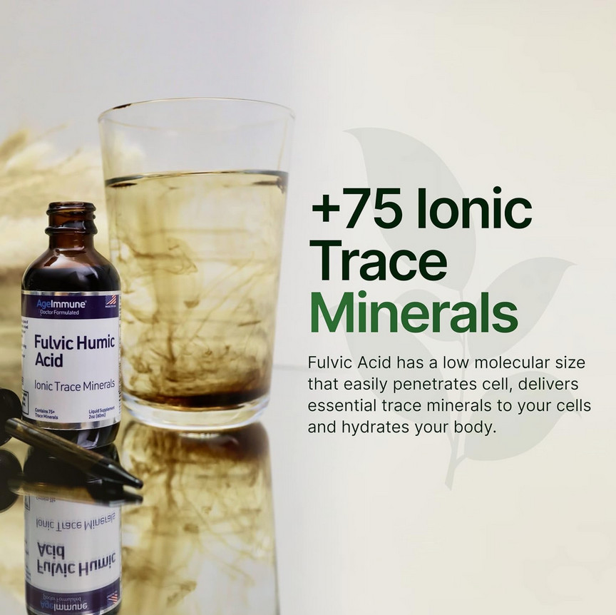 Fulvic Humic Acid 75 + Trace Minerals Liquid Supplement – Plant Derived in USA