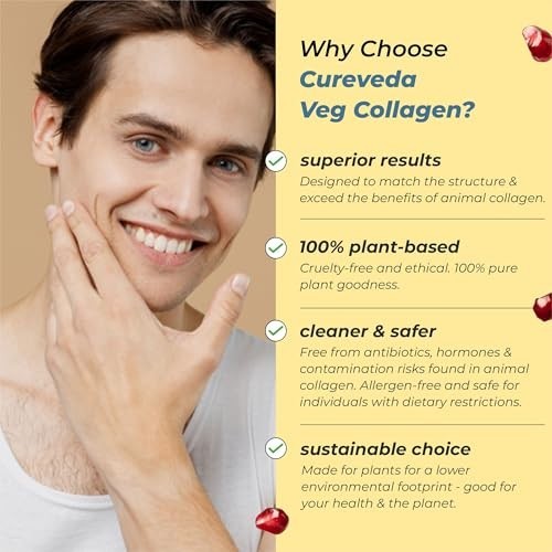 Cureveda Veg Collagen Peptide 5000mg 150g Skin Hair Nails Support Powder Jar FS