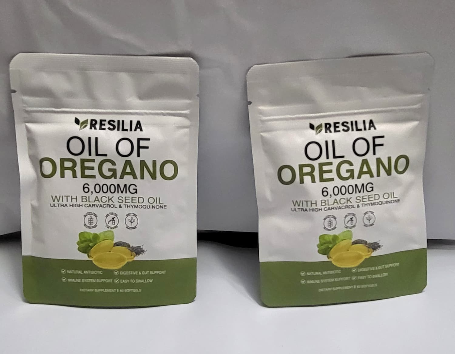 Pack of two Resilla Oil of Oregano with Black Seed Oil, 6000 Mg Softgels