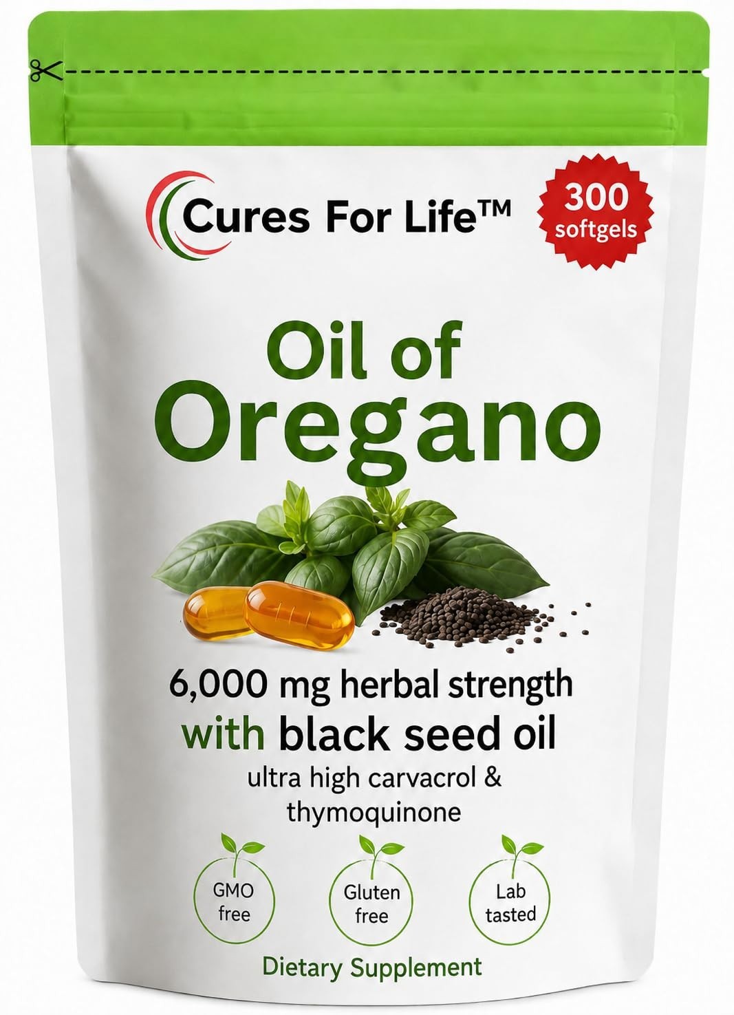 High Potency Oil of Oregano Softgels 6000mg + Black Seed Oil – Immune & Digestiv