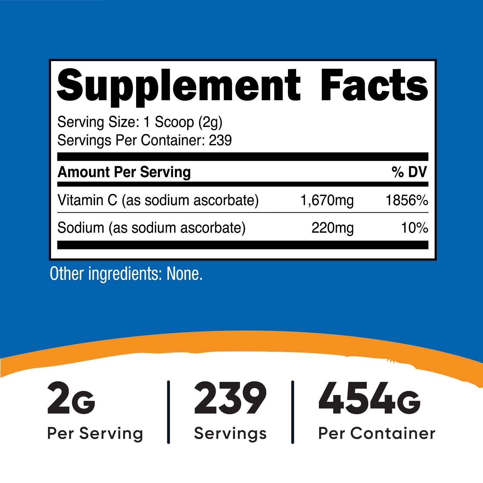 Nutricost Sodium Ascorbate Powder (1 LB) Unflavored – 2 Grams per Serving, Vegan