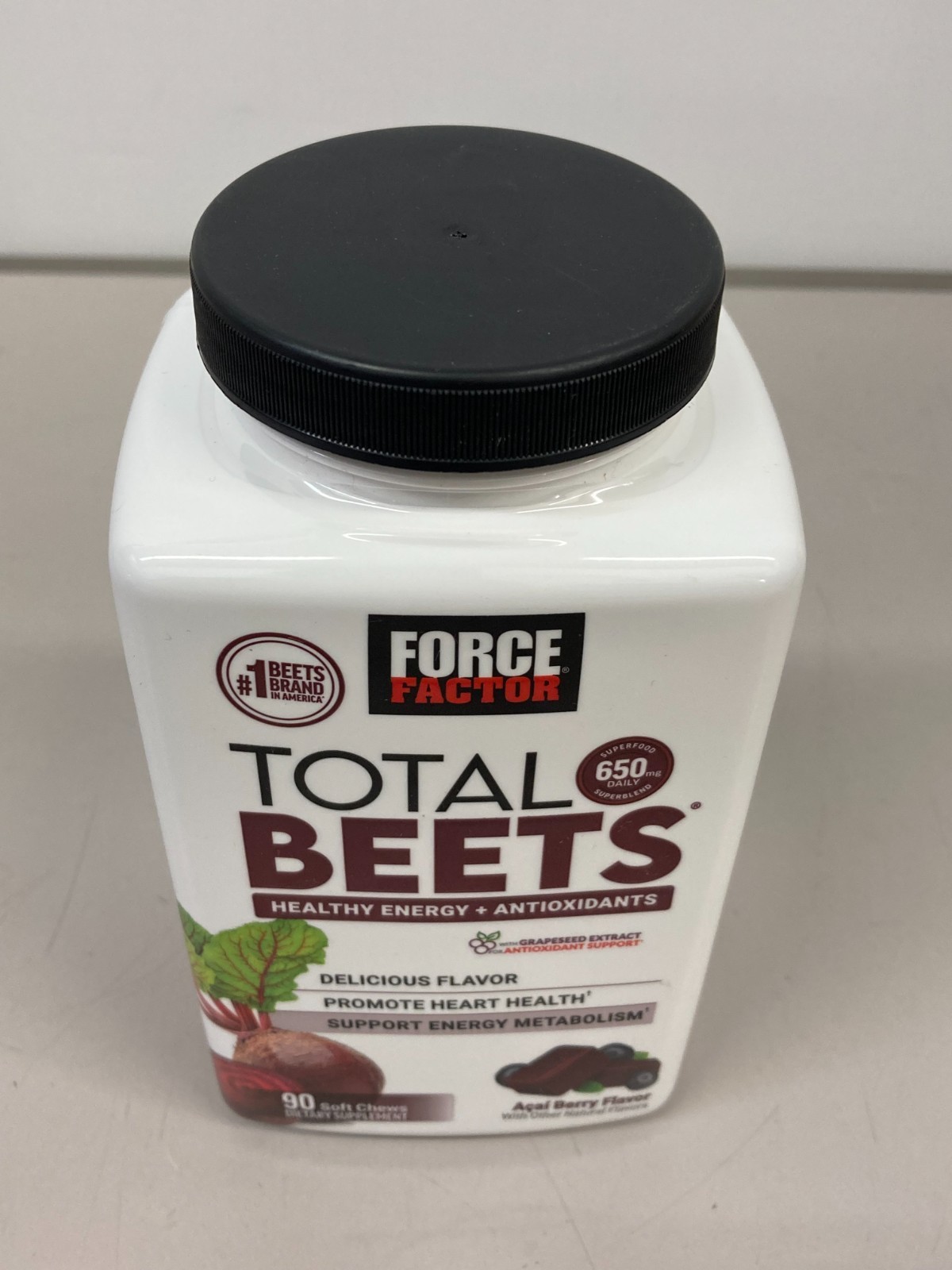 Force Factor Total Beets Soft Chews 90 Ct Acai Berry Heart Energy – 818594019748