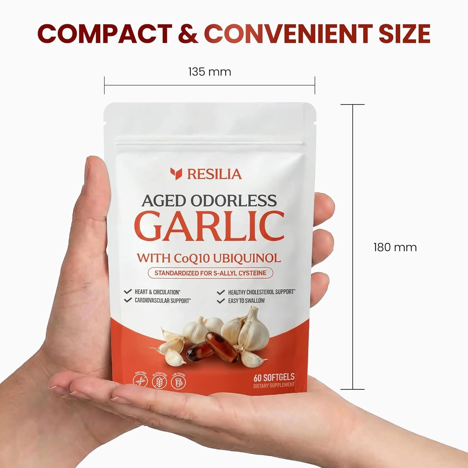 1/2/3 Pack Resilia Garlic Extract 1200mg Softgels – Odorless Aged Garlic Extra