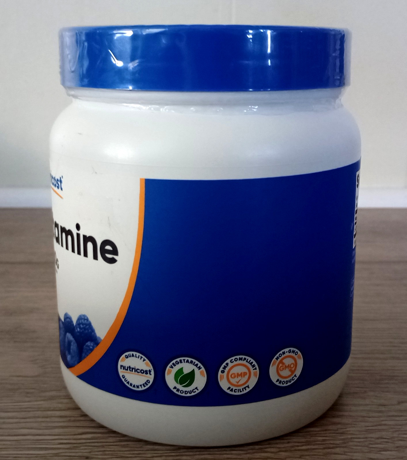 Nutricost L-Glutamine Powder 17.9oz. 500 G Blue Raspberry 78 Servings Exp. 01/28