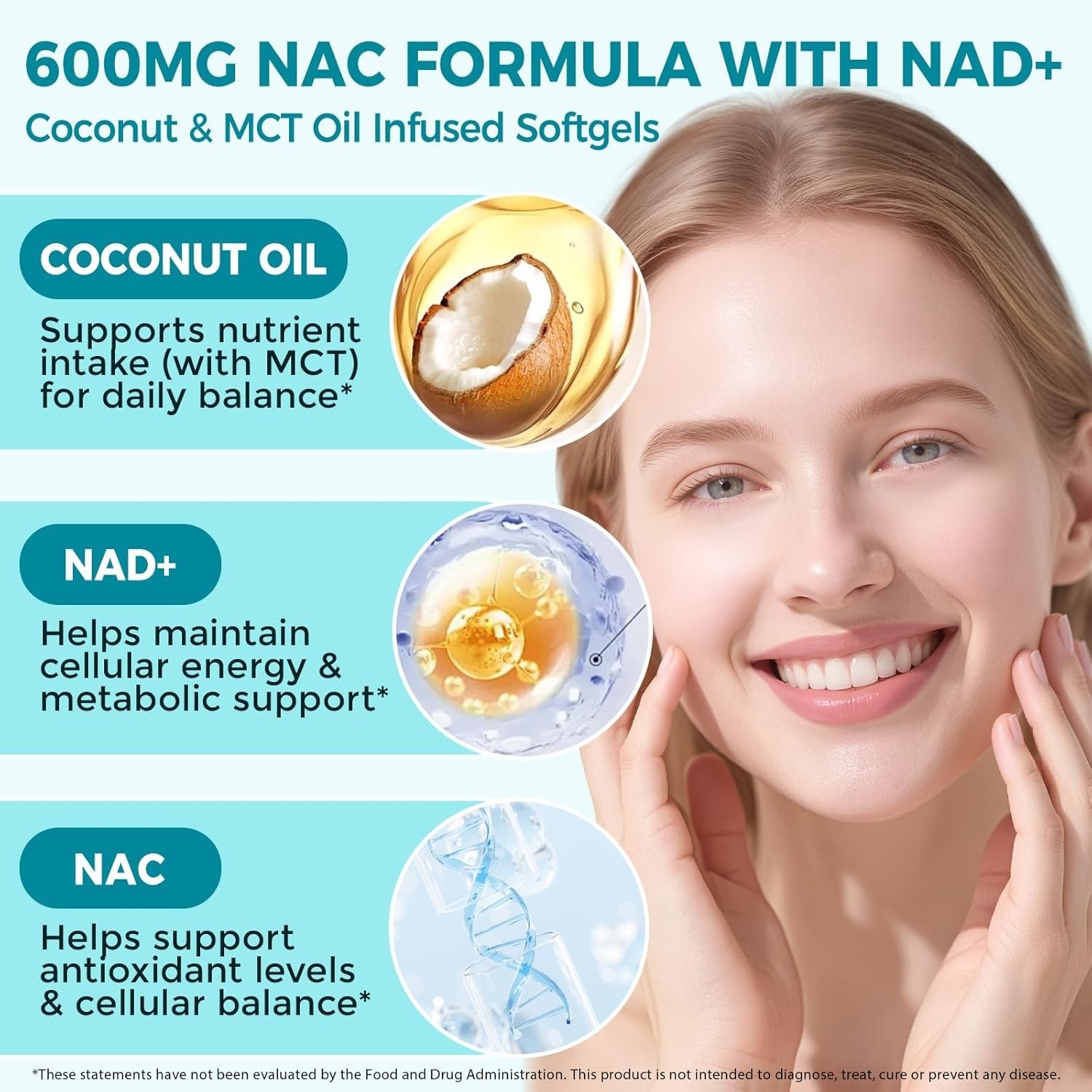 NAC Complex with NAD+ & MCT Oil: Antioxidant & Cellular Support Softgels