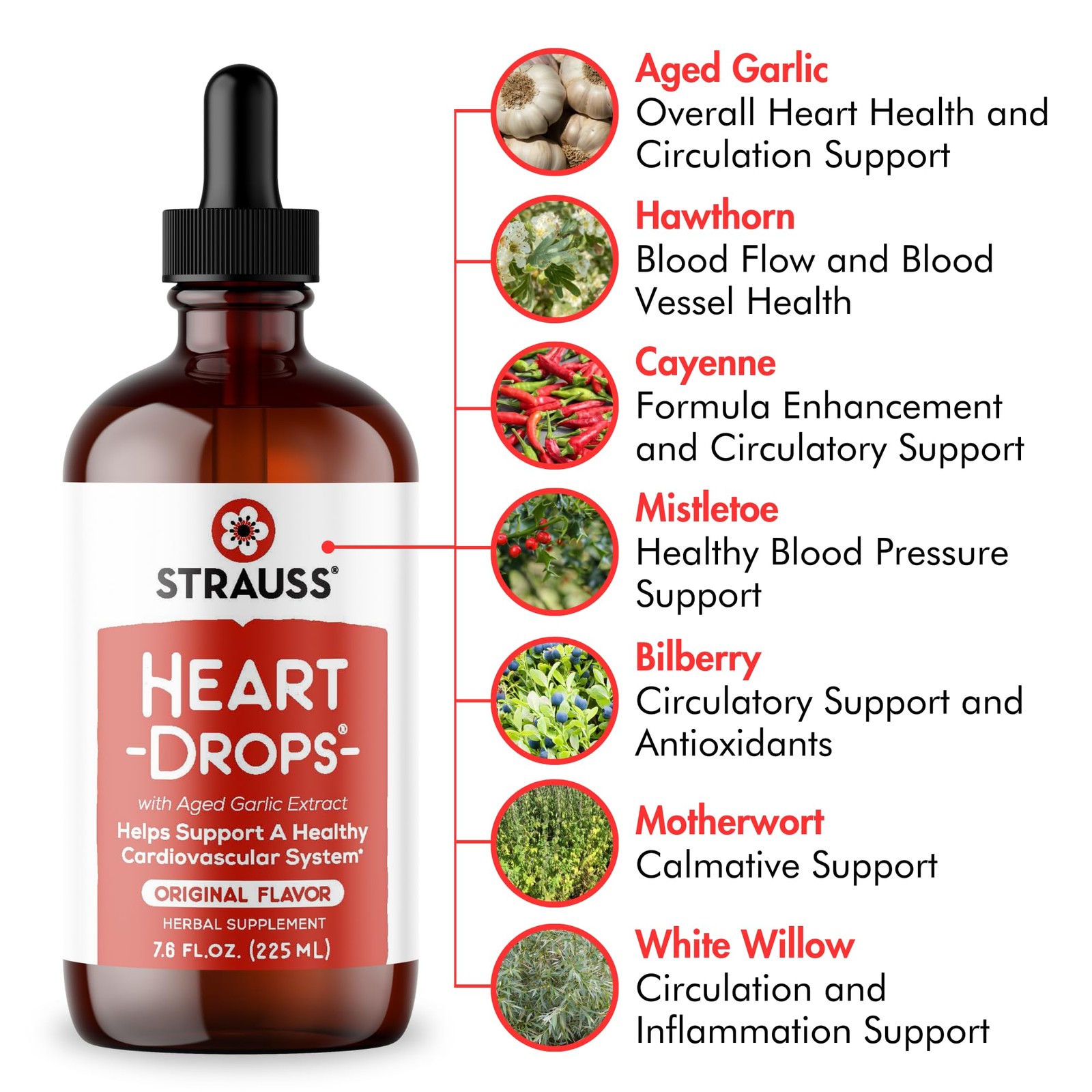 Heartdrops Herbal Supplements, Mistletoe Aged Garlic, 3.4 fl oz, Cinnamon