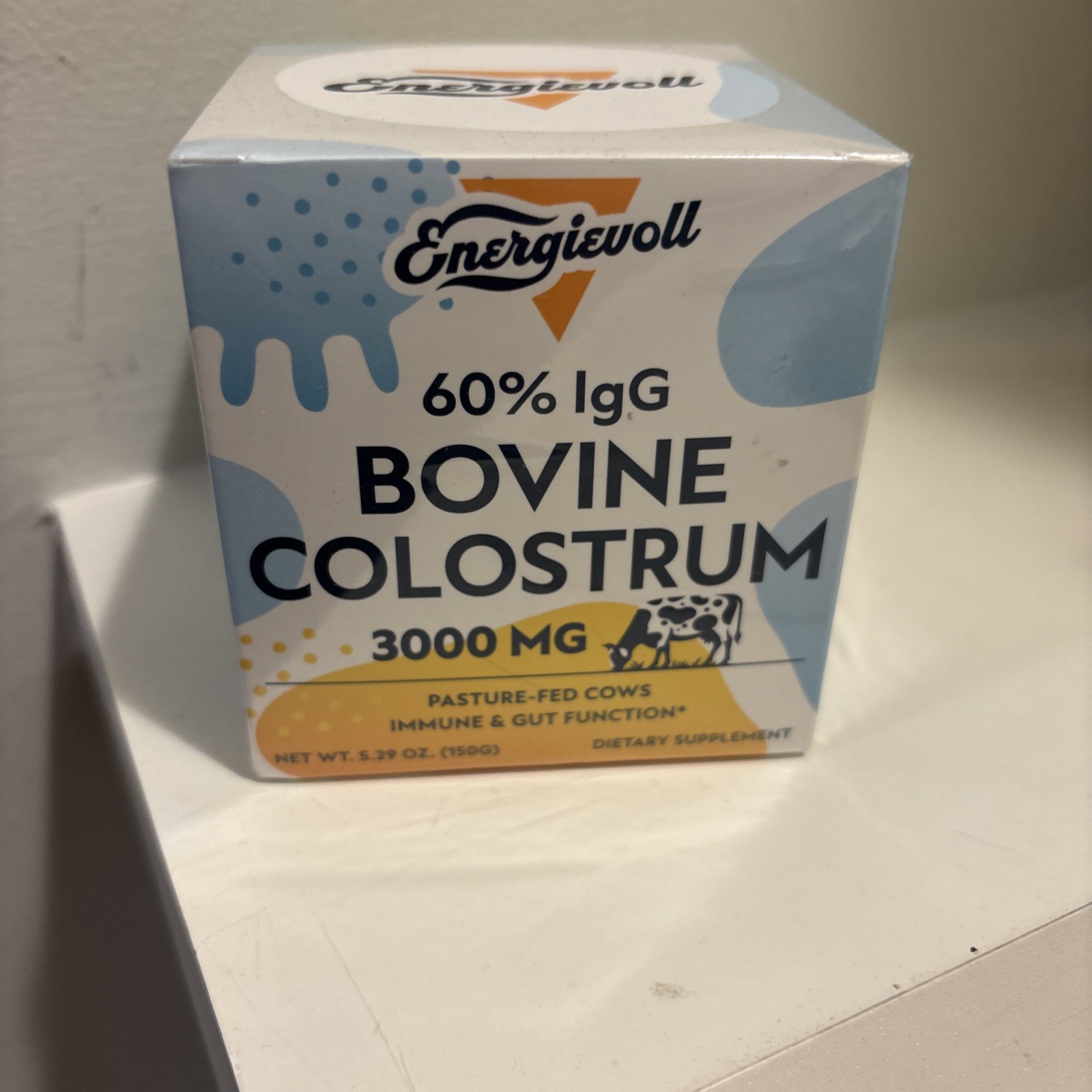 Energievoll Bovine Colostrum Powder 60% IgG 3000 mg 5.29oz Gut & Immune Function