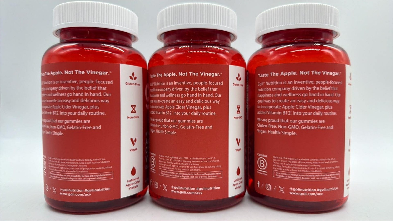 3PK Goli Apple Cider Vinegar ~ 60 Gummies EACH ~ EXP 1/27+ ~ SEALED ~ FAST SHIP