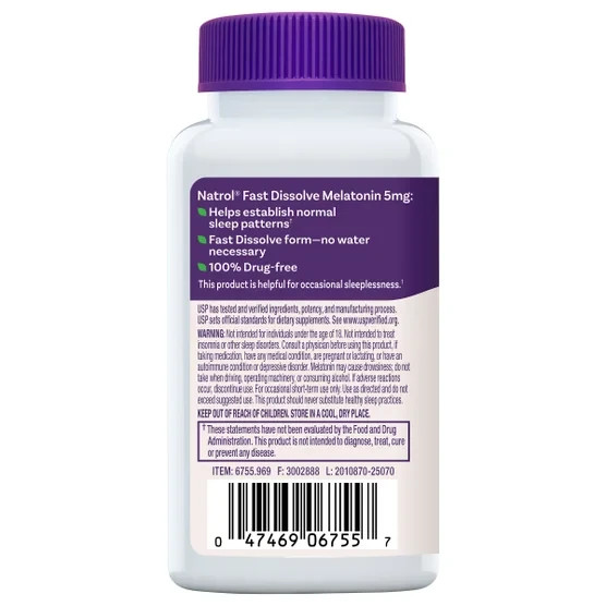 Natrol Melatonin 5mg 250 Ct Fast Dissolve Sleep Tablets Exp:11/27 Strawberry