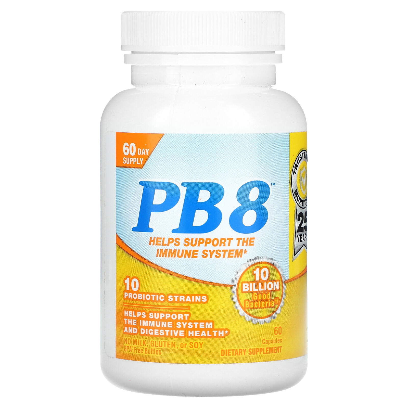 Nutrition Now PB 8 Immune Support 60 Capsules BPA-Free, Dairy-Free, Gluten-Free,