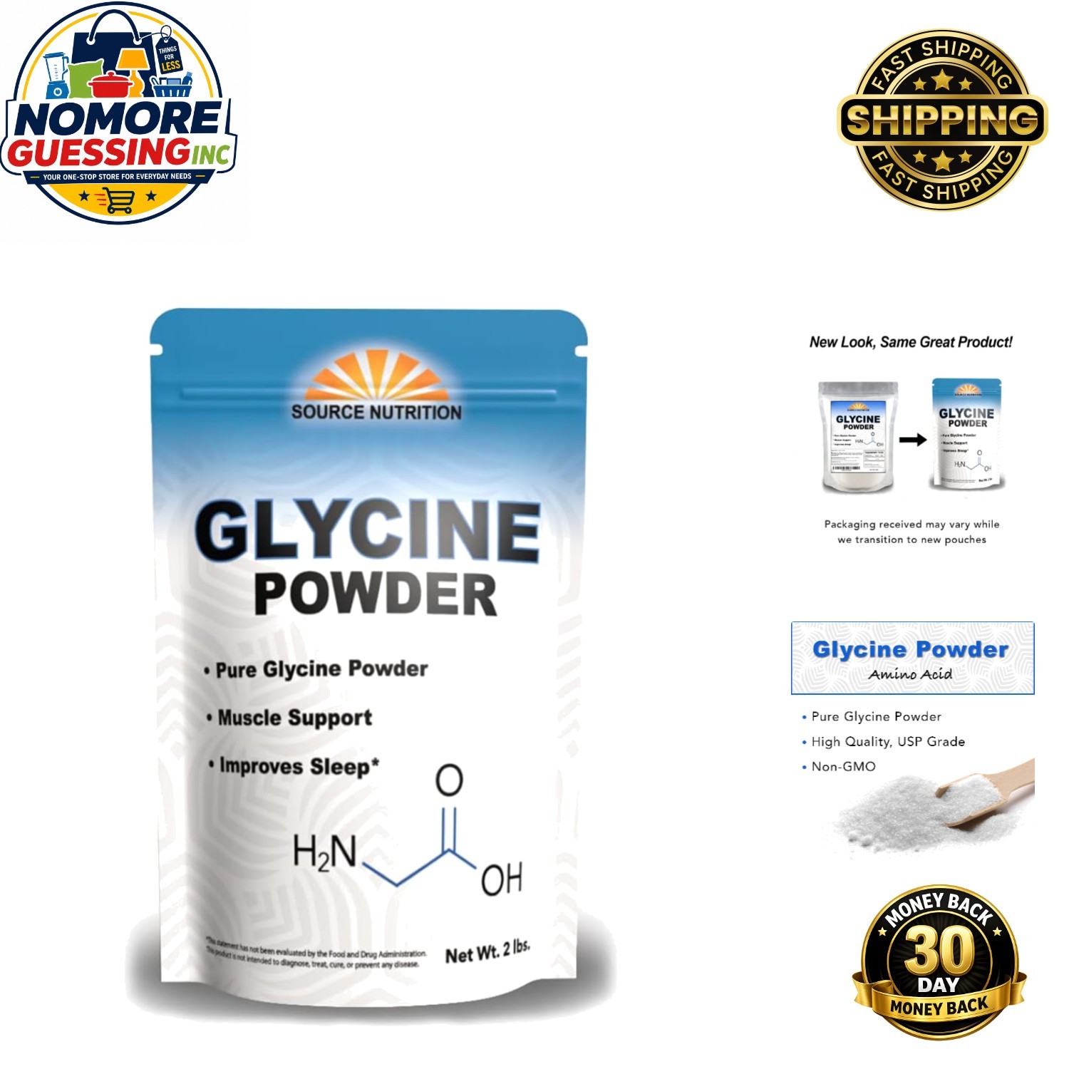 2 lbs of Glycine Powder – Ideal for Restful Sleep, Muscle Recovery & Focus