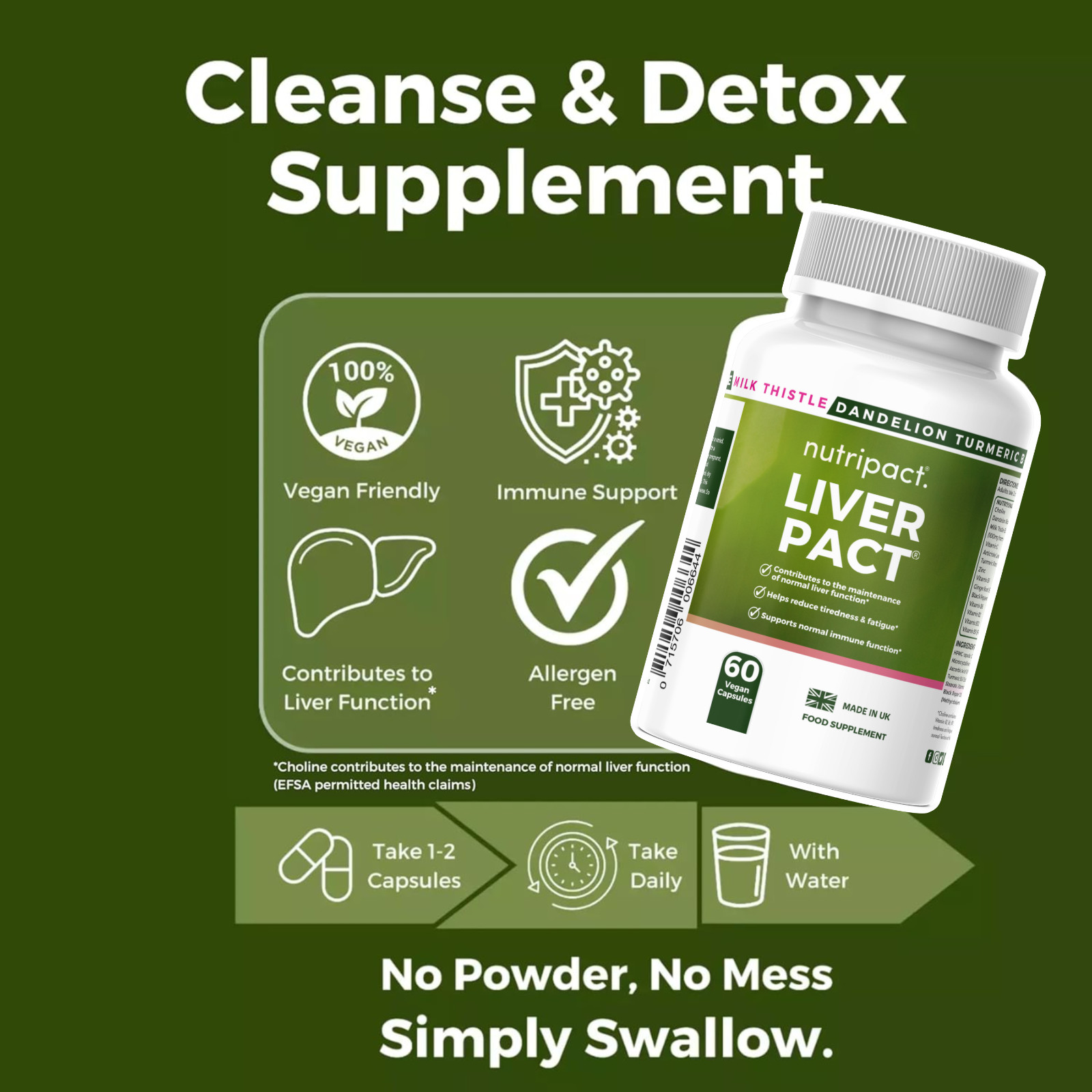 Milk Thistle Complex Capsules – 14 in 1 – Detox & Cleanse – UK Vegan Liver Pact