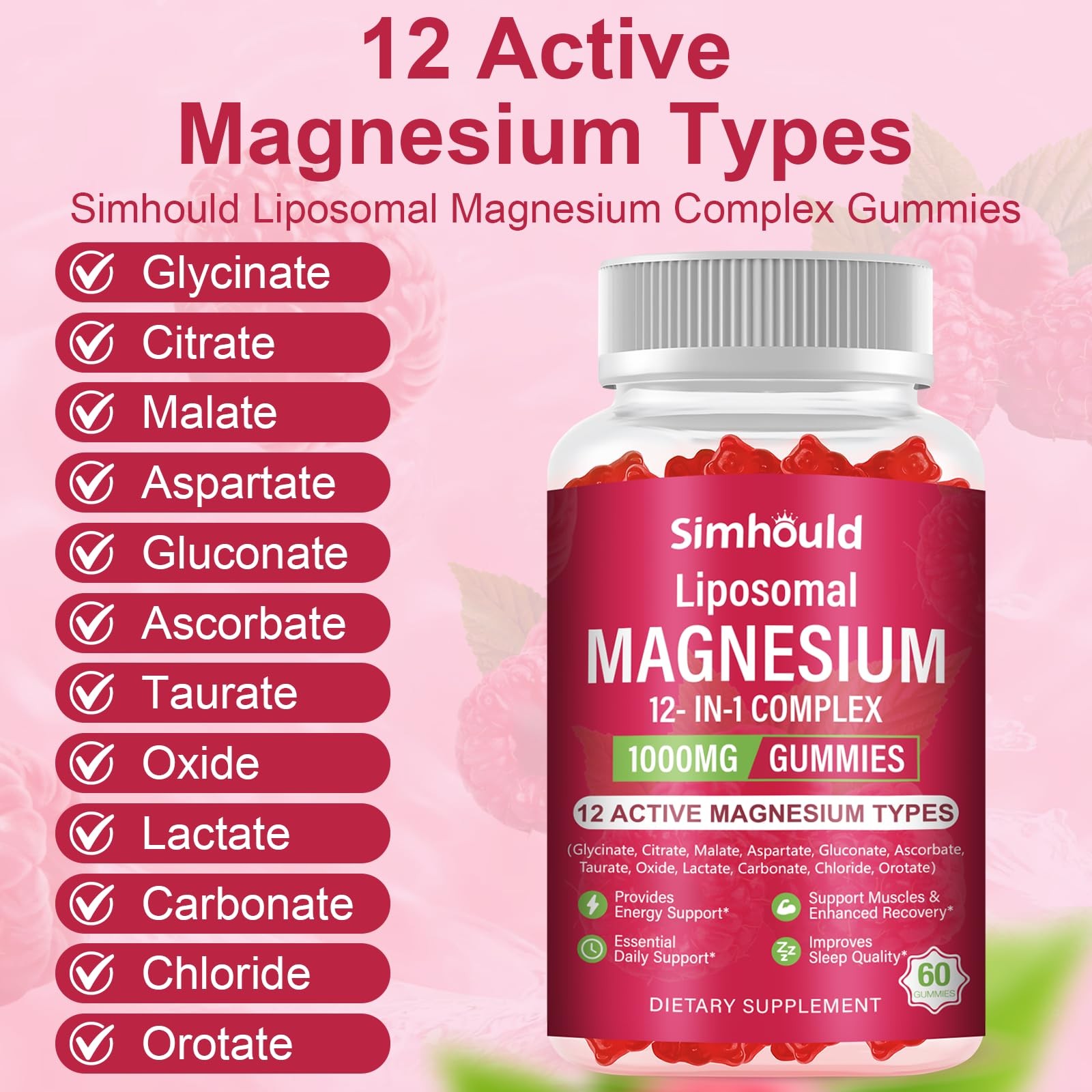 2 Packs Liposomal Magnesium Complex Gummies-as 12 Forms of Magnesium Citrate,…