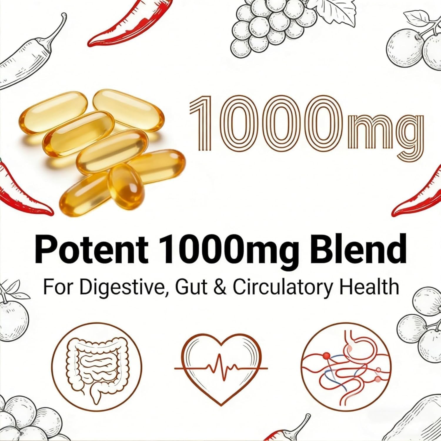 Natural Capsaicin Softgels,auri Cayenne Pepper softgels， with Vitamin E, D3+K2