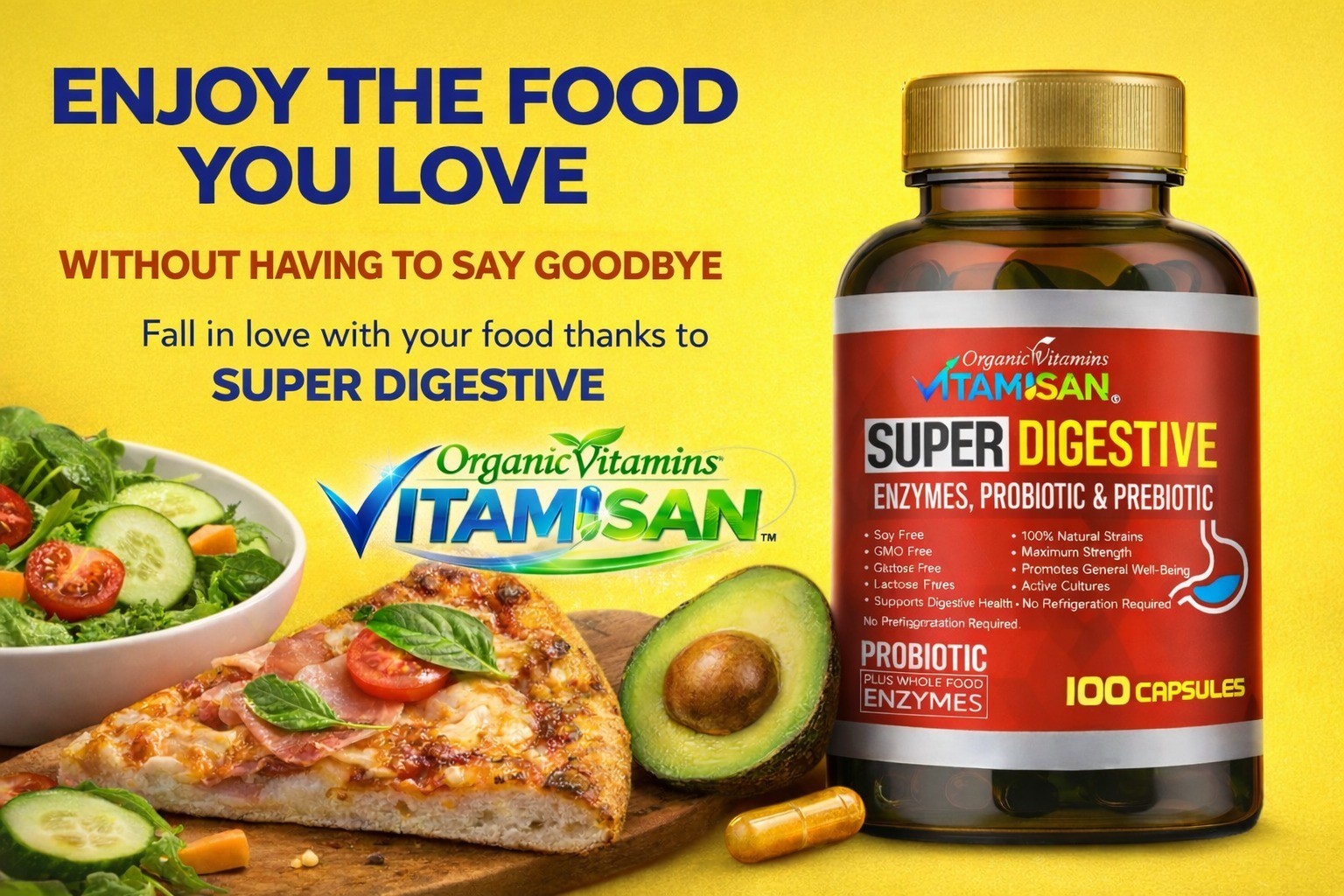 Enhanced Super Digestive Enzymes 100 Caps probiotic & prebiotic