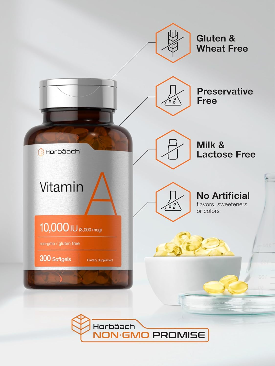 Vitamin a 10000 IU Softgels | 300 Count | Non-Gmo, Gluten Free Supplement