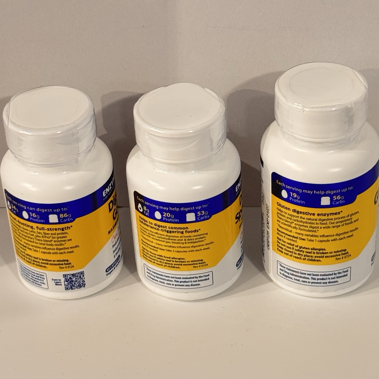 Enzymedica Digest Gold (45) & Digest Spectrum (30) & GlutenEase (60) 12/26-8/27