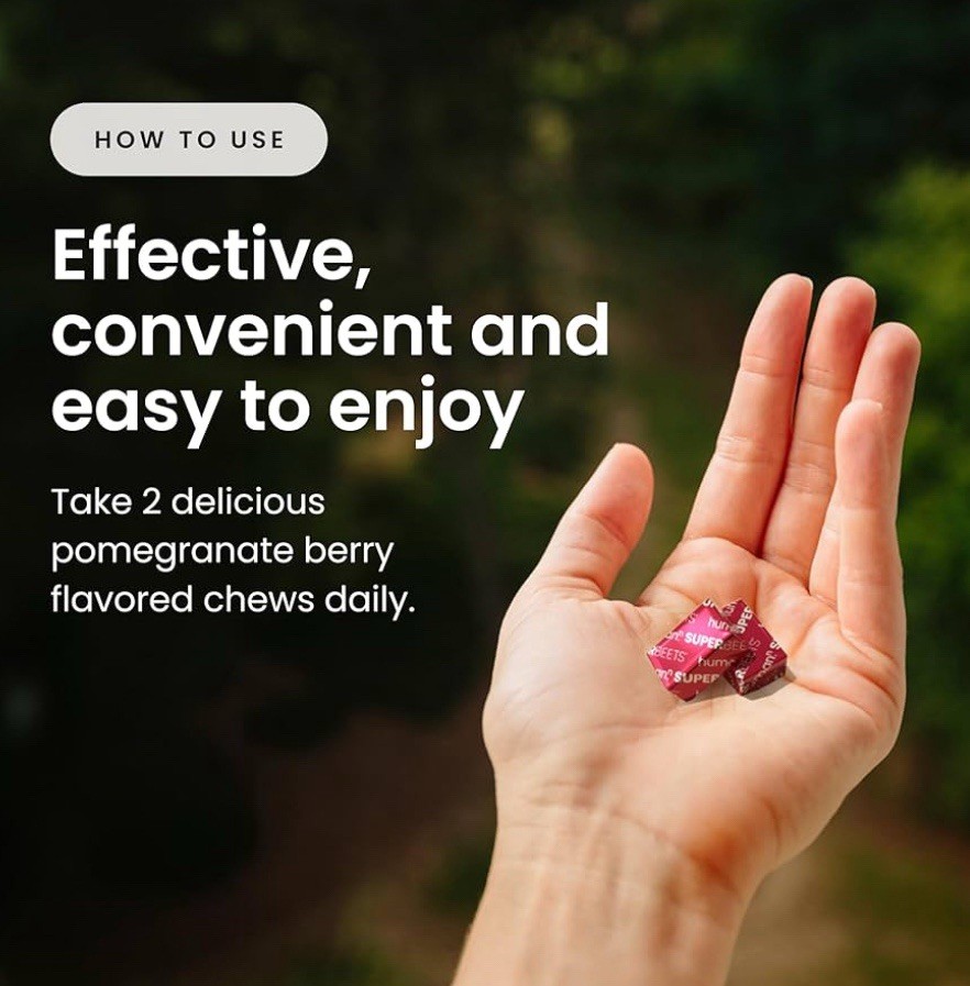 HumanN SuperBeets Heart Chews Pomegranate 180 Chews 90 Count Each X2