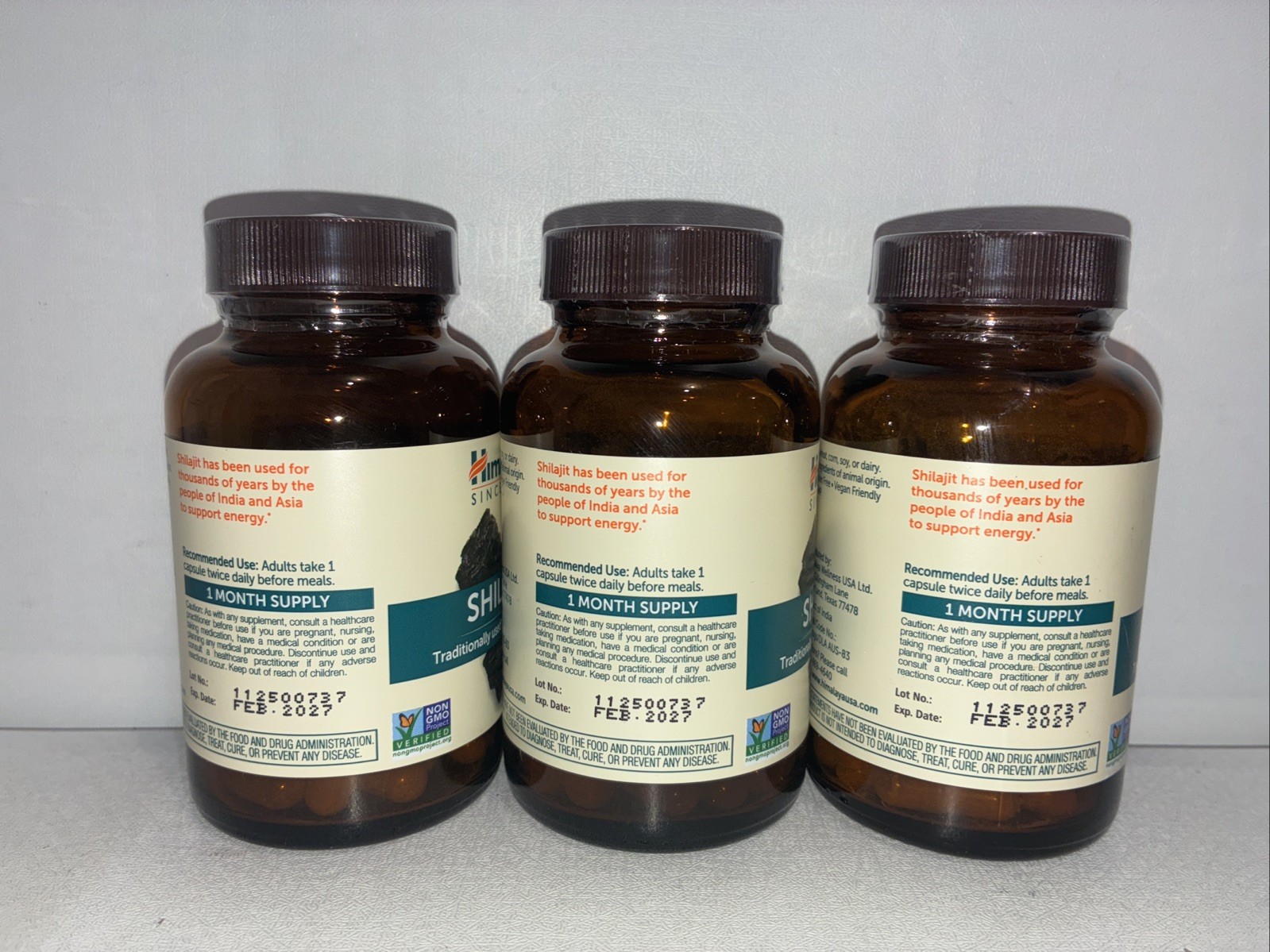 Lot Of 3-Himalaya Herbals Shilajit /60 VegCaps Each / Exp 02/2027