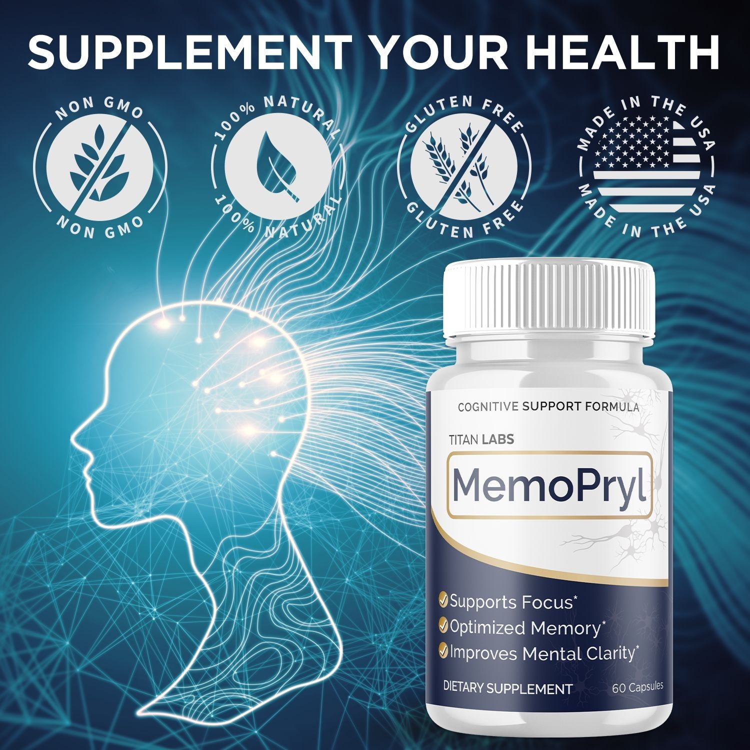 (5 Pack) MemoPryl Nootropic All Natural Brain Supplement Memo Pryl 300 Capsules