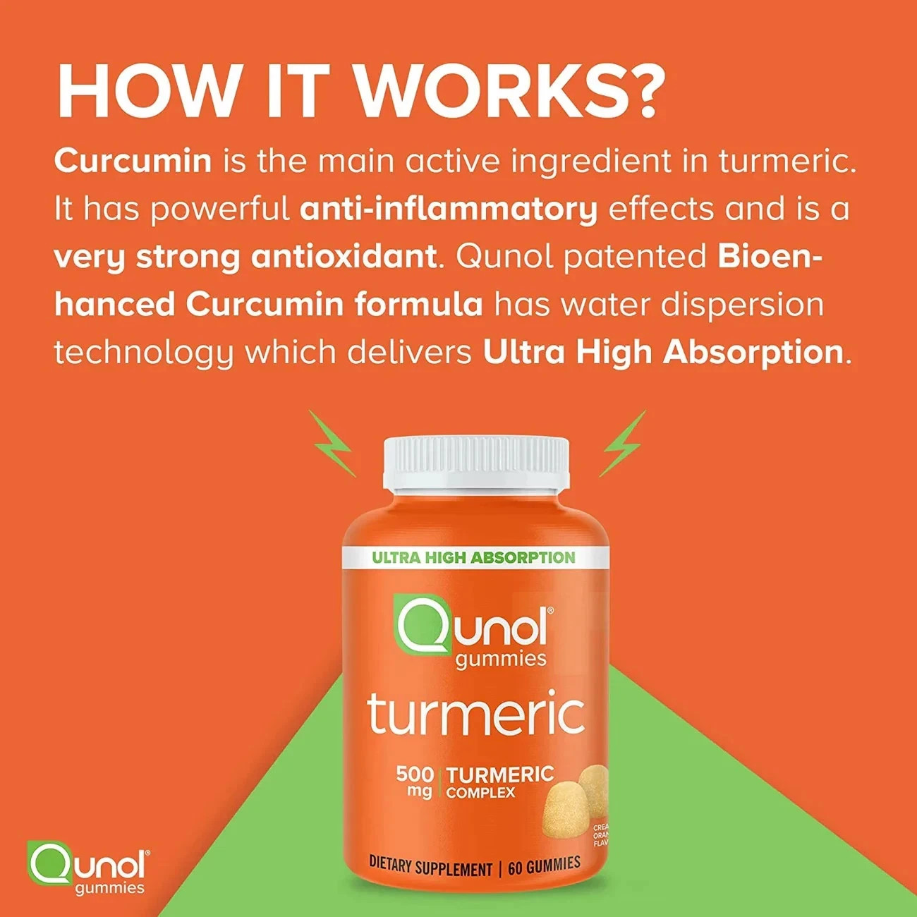 2 Pack Qunol Turmeric Curcumin 500mg Gummies 200 Ct Vegan Gluten Free