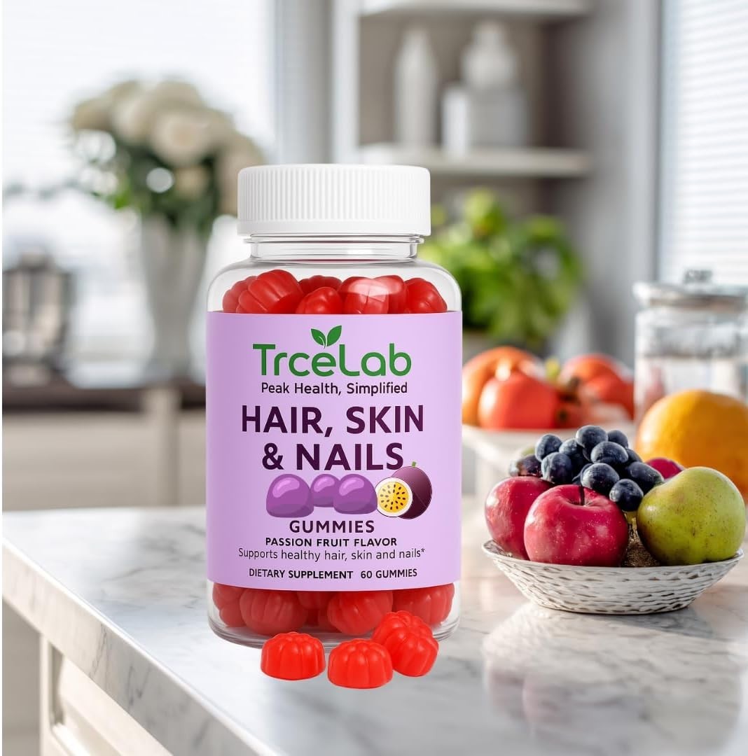 TRCELAB hair skin and nails gummies 60 count 6000 mcg biotin – pack of 3