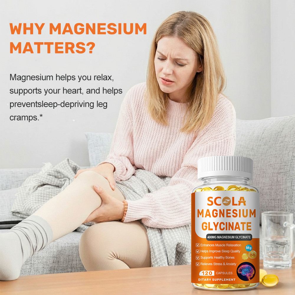 Magnesium Glycinate 400mg 120 Softgels High Absorption Supplement Vegetarian