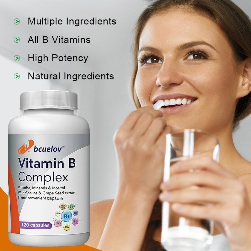 Vitamin B Complex 30/60/120Capsules B1,B2,B3,B5,B6,B12 w Minerals,Immune Support