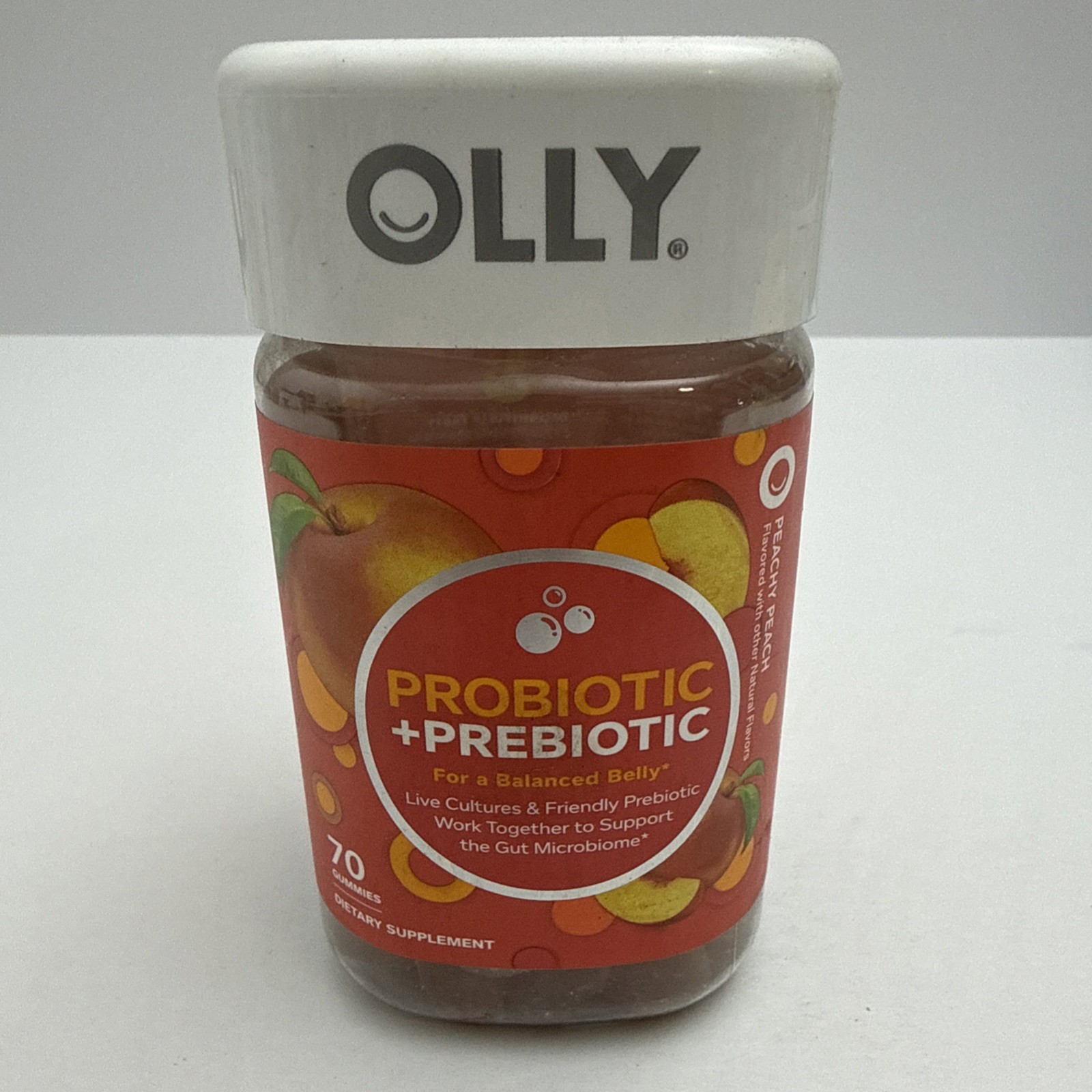 OLLY Adult Probiotic + Prebiotic Digestive Support Gummy Peach 70 Ct EXP 07/2027