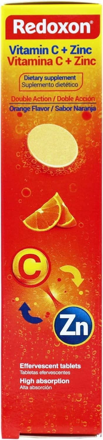 Redoxon Vitamin C + Zinc, Effervescent Tablets 20 Count (Pack of 1), Orange