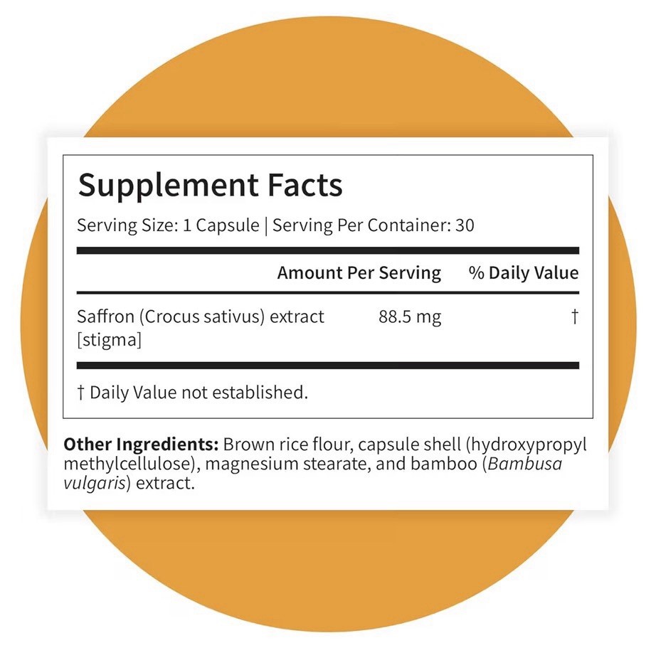 Pattern Wellness Saffron Extract Mood Energy Support Weight Management 30capsule
