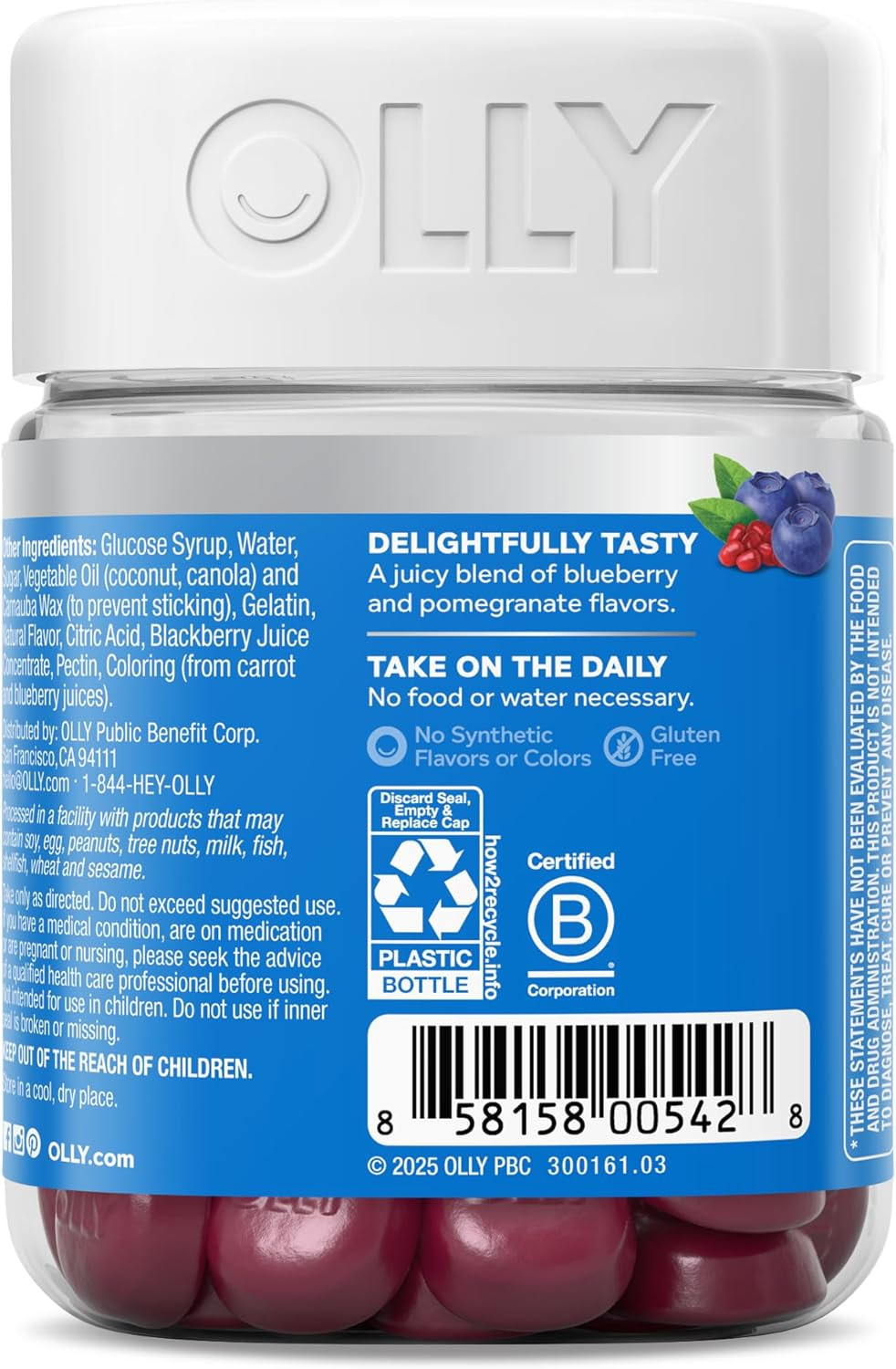 OLLY Glowing Skin Gummy, Collagen, Hyaluronic Acid, Sea Buckthorn, 50 Count