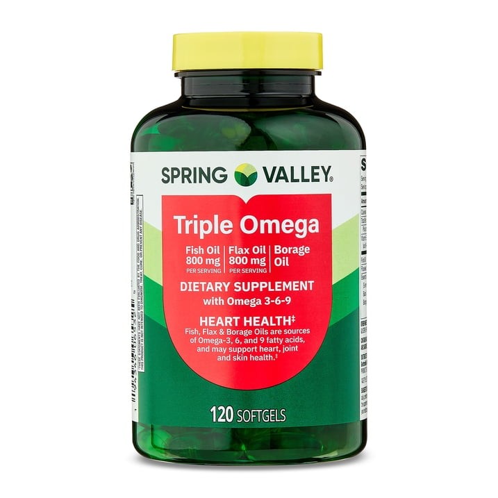 2 Pack Spring Valley Triple Omega Softgels Heart Joint & Skin Health, 120 Count