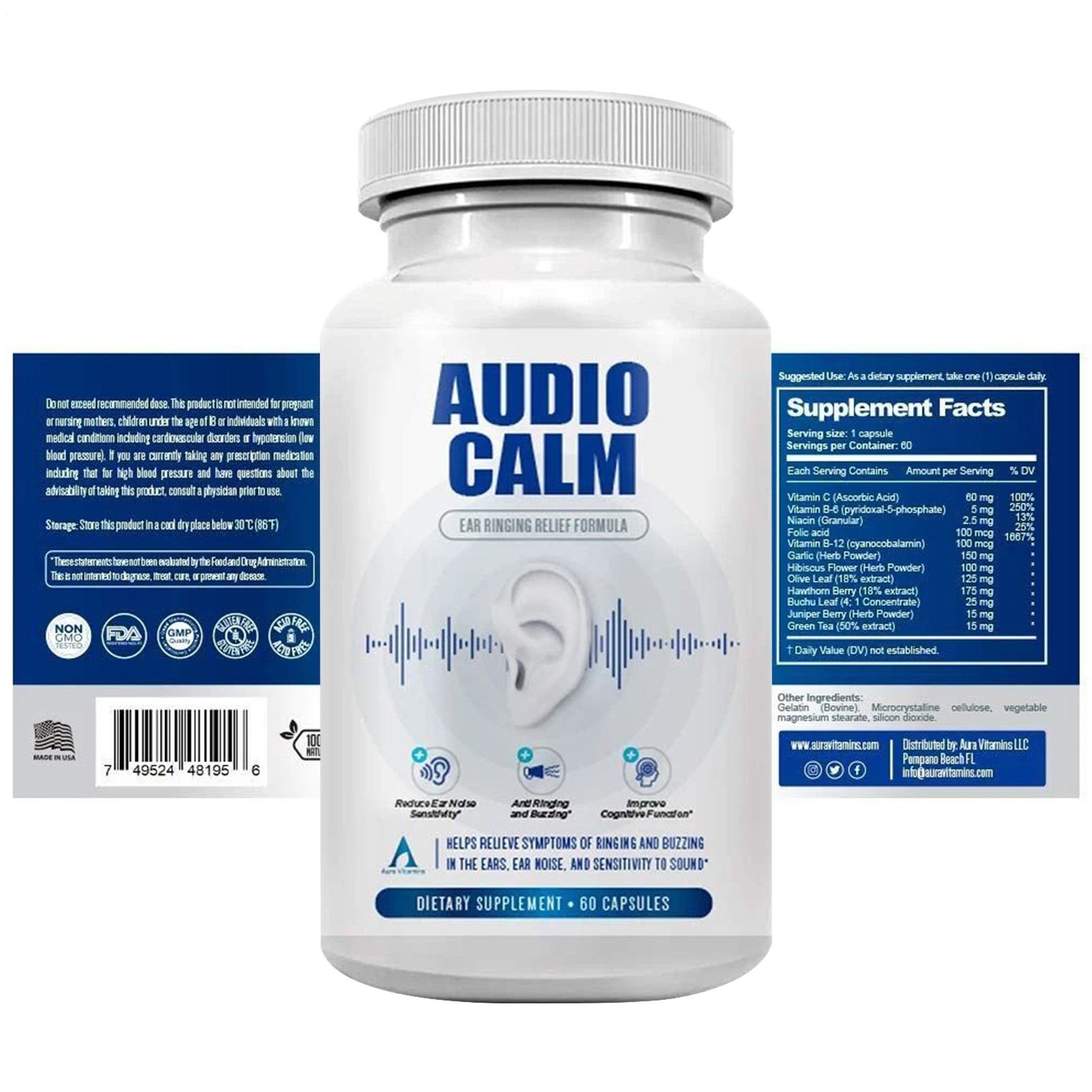 Audio Calm – Tinnitus Support Supplement | Organic Stop Tinnitus Solution – Reli