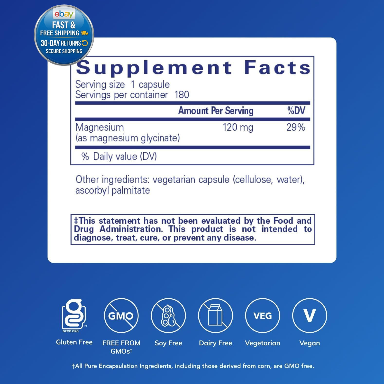 Magnesium (Glycinate) – Supplement 180 Count (Pack of 1)