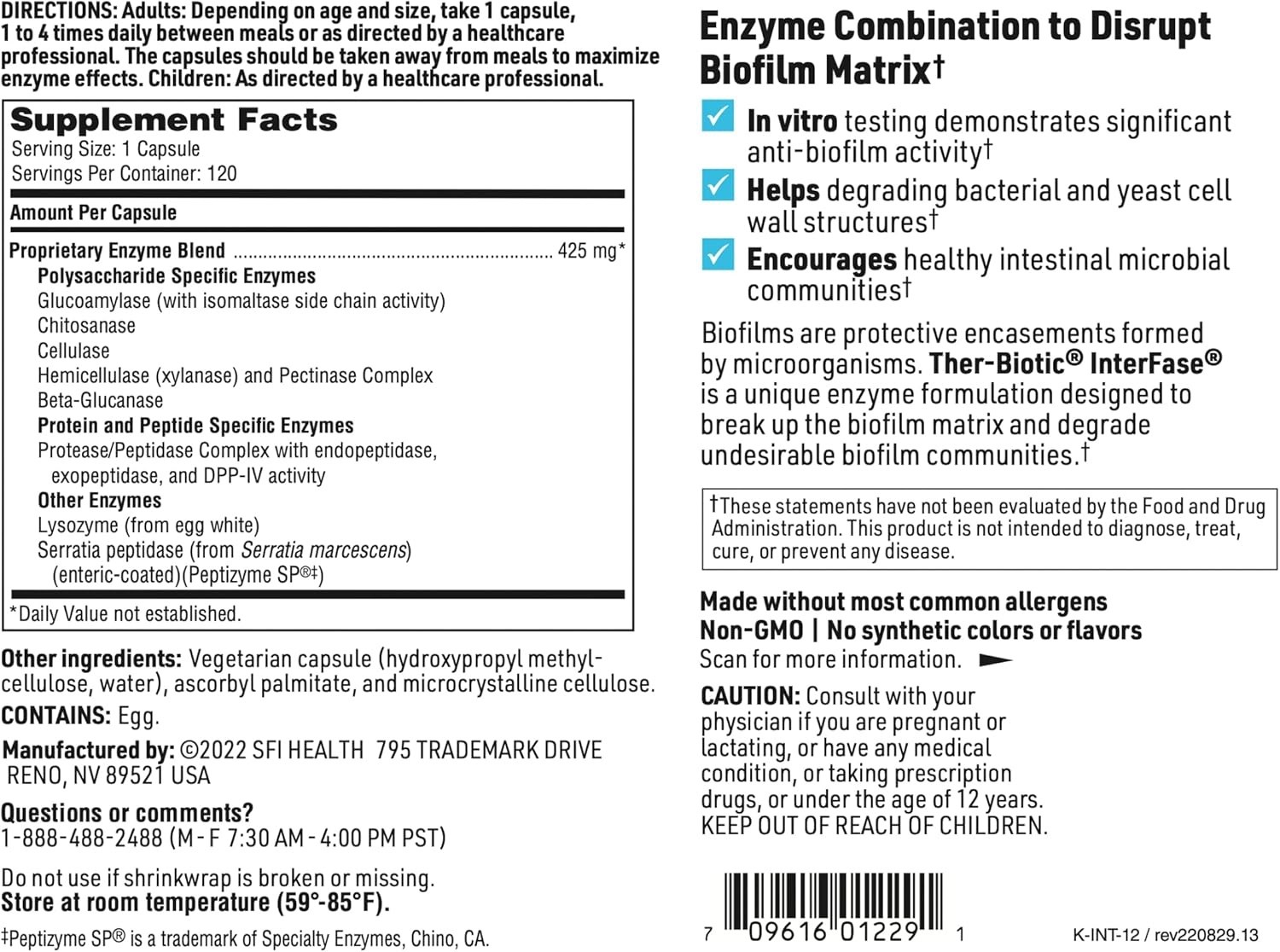 Klaire Labs InterFase (120 Vegetarian Capsules) – Expiration: 12/2025