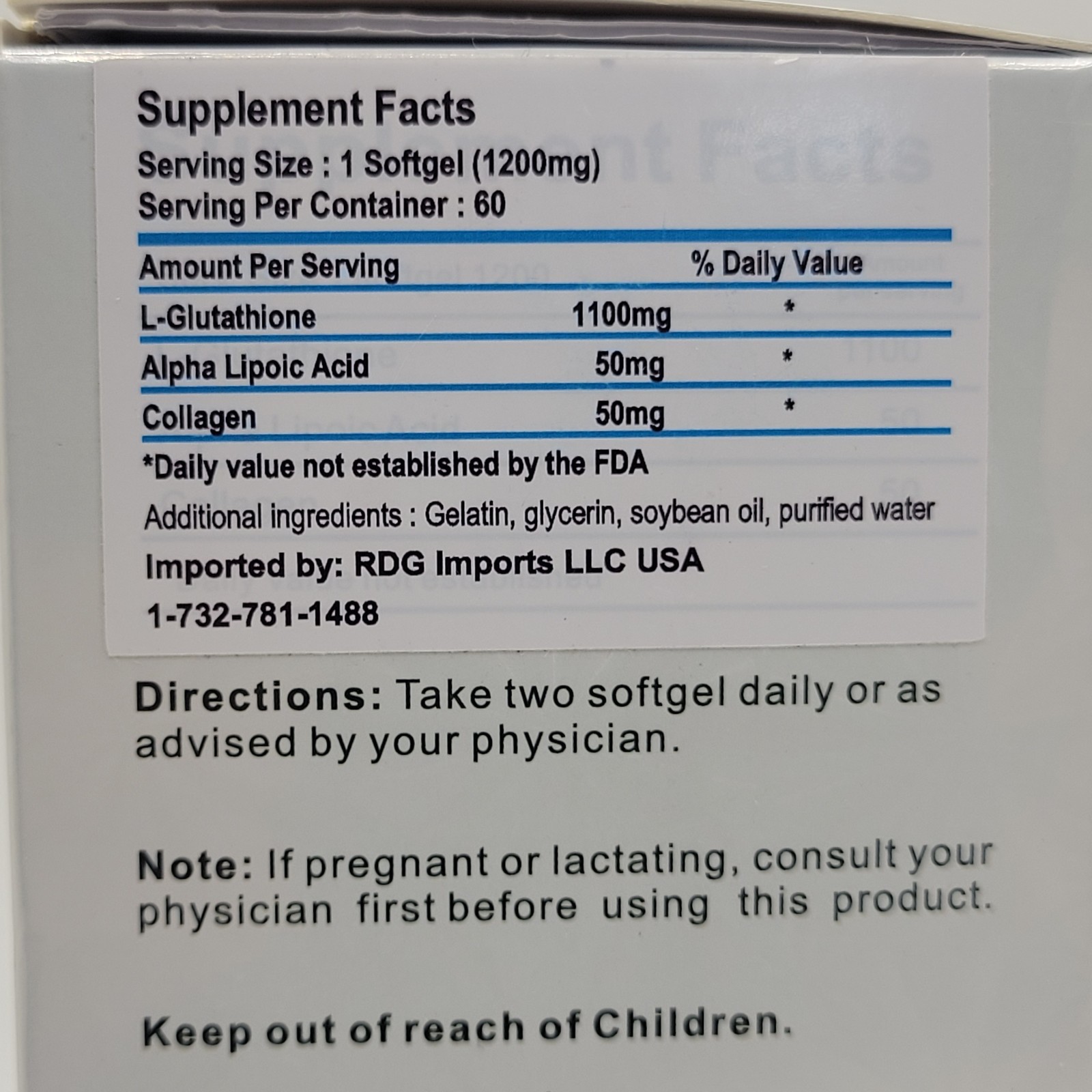 Tatio Active from Tatiomax Glutathione Gold 60 Gel Caps w/ Collagen + Vitamin C