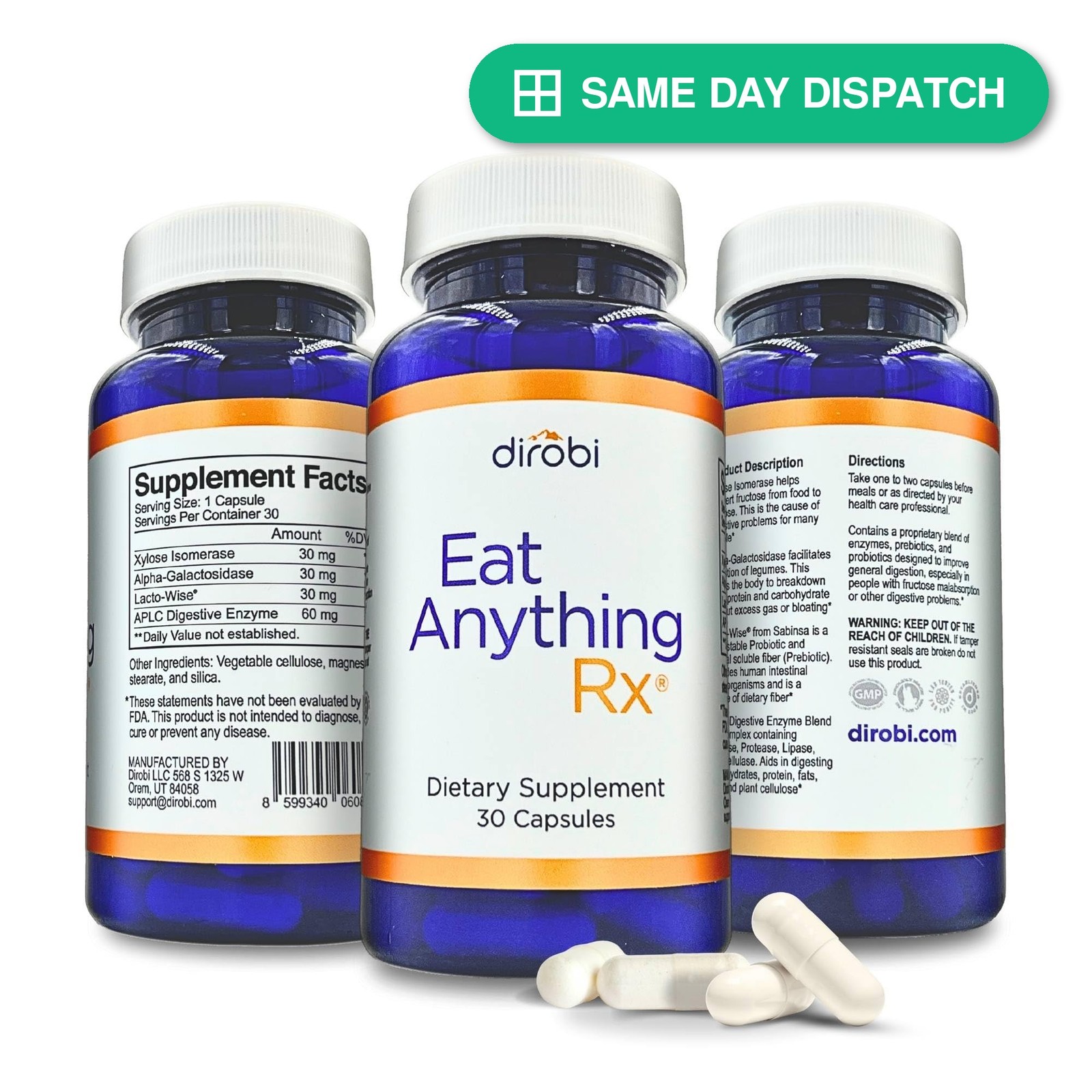 Dirobi Eat Anything Xylose Isomerase Enzyme Fructose Malabsorption FODMAP Gas