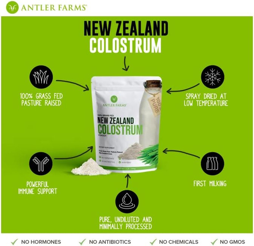 100% Pure New Zealand Colostrum, 30 Servings, 1 Lb – Grass Fed, Pasture Raised,